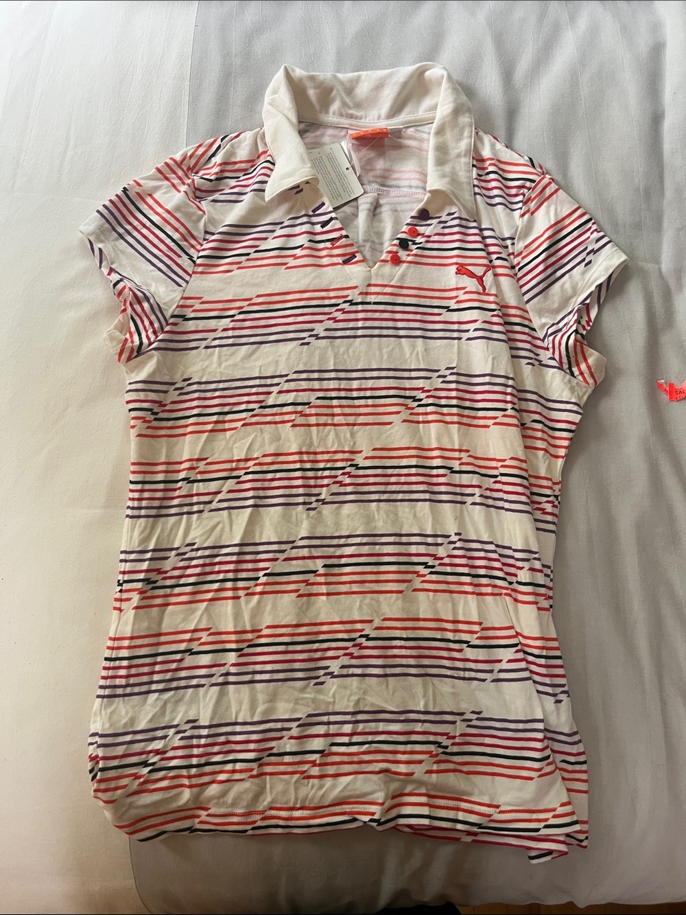 New with tags: PUMA Cream Polo stripes - tennis/golf/pickleball.